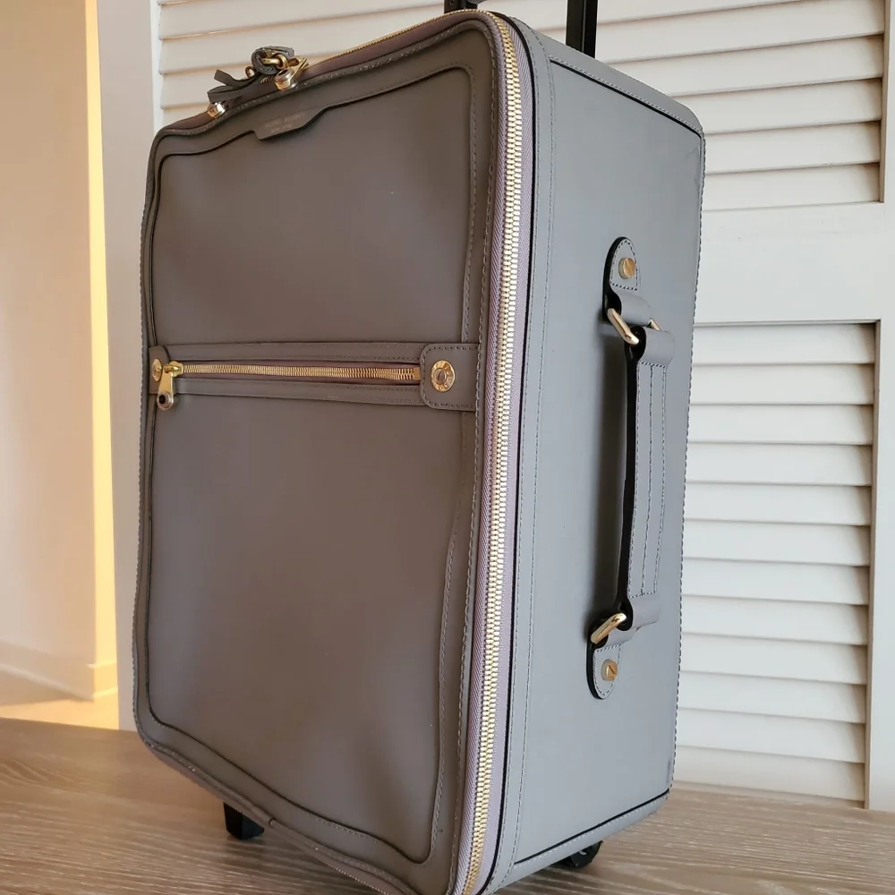henri bendel Gray Leather Carry-On Cabin Suitcase